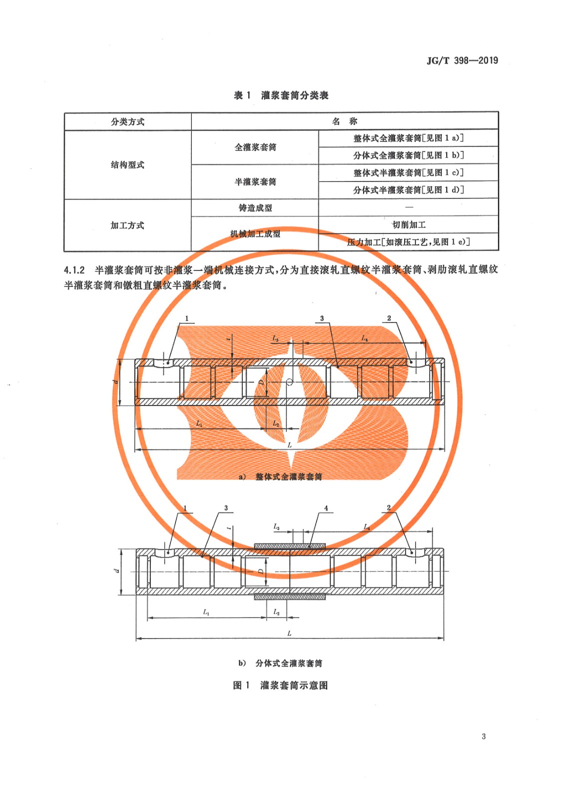 JGT 398-2019《钢筋连接用灌浆套筒》